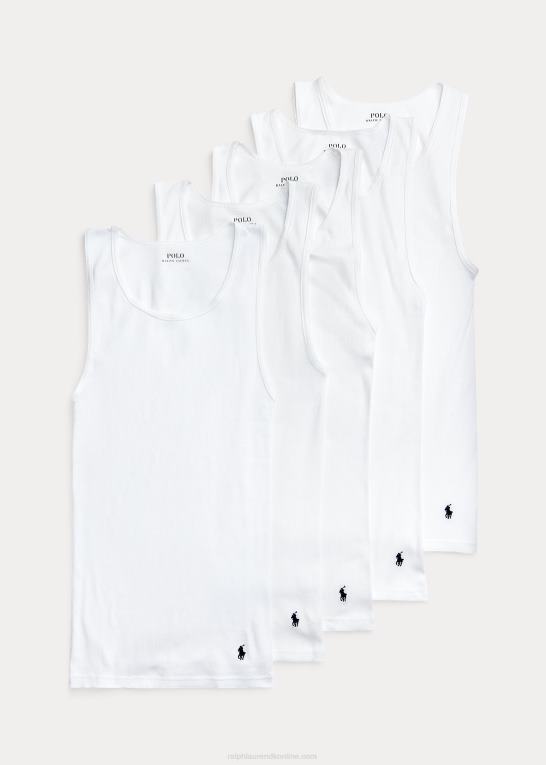 hvid Mænd Ralph Lauren klassisk wicking tank undertrøje 5-pack Z426B228