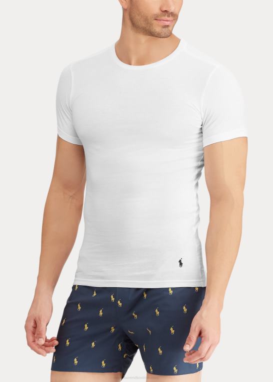 hvid Mænd Ralph Lauren slank bomuldsundertrøje med rund hals 3-pak Z426B240