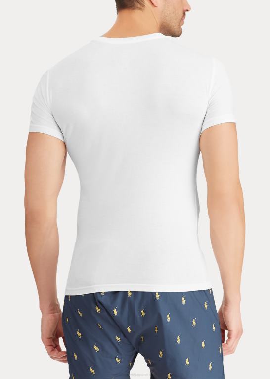 hvid Mænd Ralph Lauren slank bomuldsundertrøje med rund hals 3-pak Z426B240