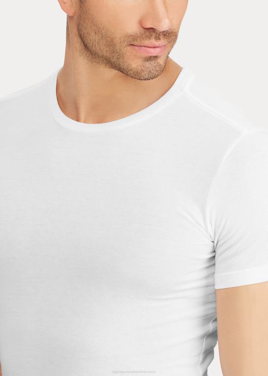 hvid Mænd Ralph Lauren slank bomuldsundertrøje med rund hals 3-pak Z426B240