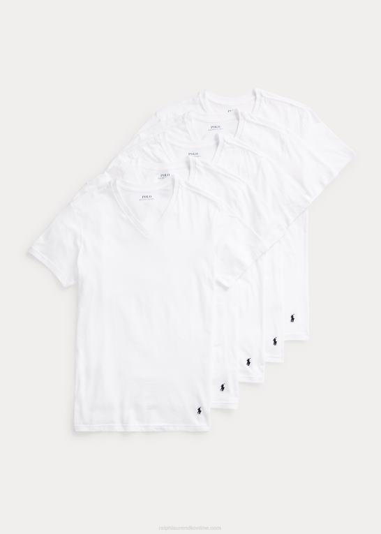 hvid Mænd Ralph Lauren slim bomulds v-hals undertrøje 5-pak Z426B260