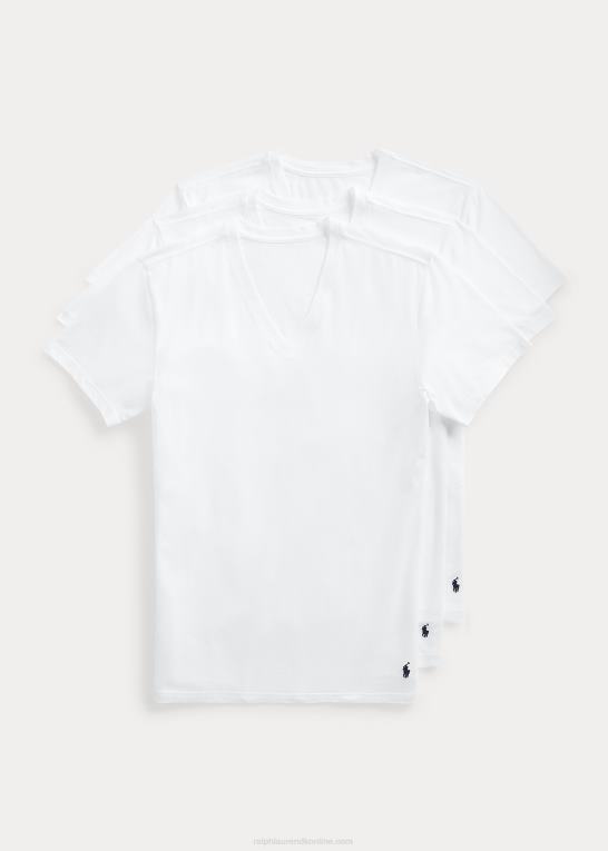 hvid Mænd Ralph Lauren slim stretch v-hals undertrøje 3-pak Z426B407