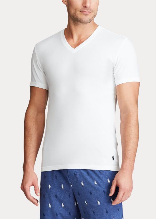 hvid Mænd Ralph Lauren slim stretch v-hals undertrøje 3-pak Z426B407