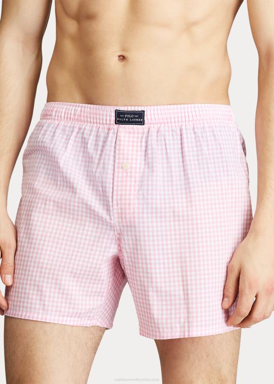 lyserød gingham Mænd Ralph Lauren vævet bomuldsbokser Z426B197