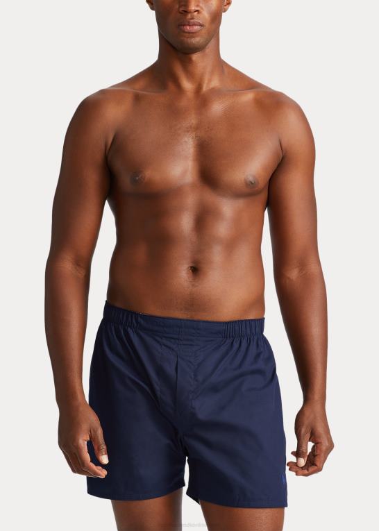 marineblå/blå stribe Mænd Ralph Lauren klassisk vævet bomuldsboxer 3-pak Z426B8544