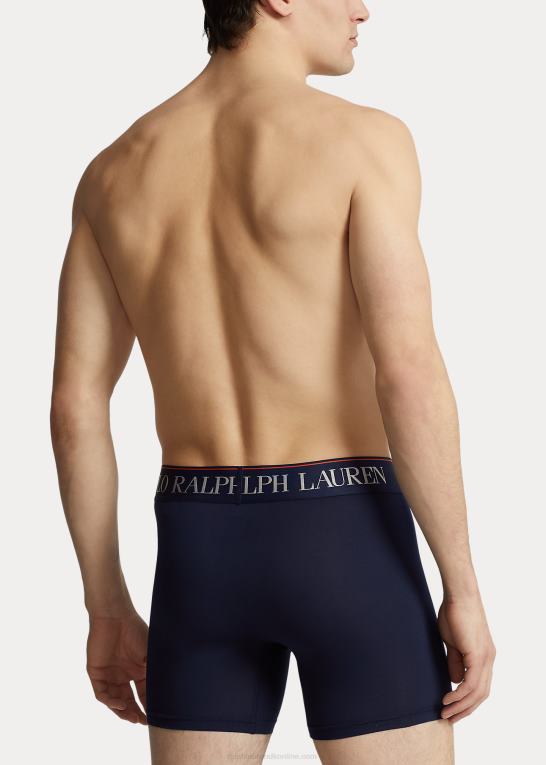 marineblå/grøn/monogram print Mænd Ralph Lauren 4d-flex mikrofiber bokserbukser 3-pak Z426B365