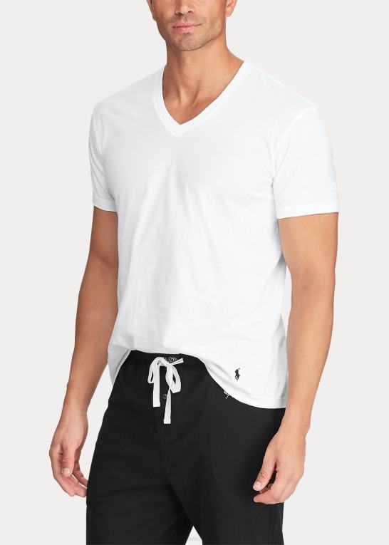 marineblå/hvid/sort Mænd Ralph Lauren klassisk wicking v-hals undertrøje 3-pack Z426B8584