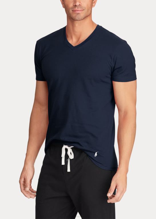 marineblå/hvid/sort Mænd Ralph Lauren klassisk wicking v-hals undertrøje 3-pack Z426B8584