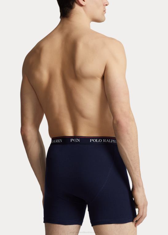 marineblå/kongelig hibiscus print Mænd Ralph Lauren fugttransporterende boksershorts 3-pak Z426B590