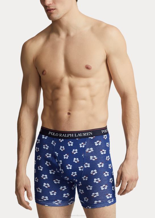 marineblå/kongelig hibiscus print Mænd Ralph Lauren fugttransporterende boksershorts 3-pak Z426B590