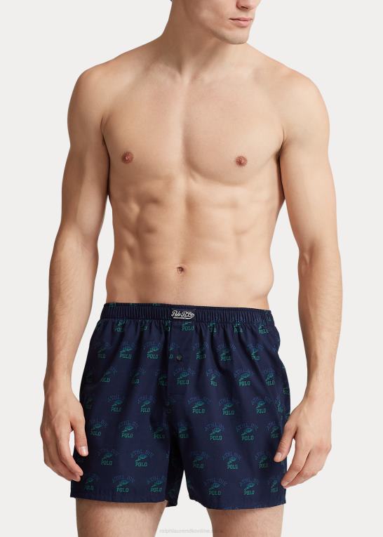 navy print Mænd Ralph Lauren bokser i bomuld med logotryk Z426B351