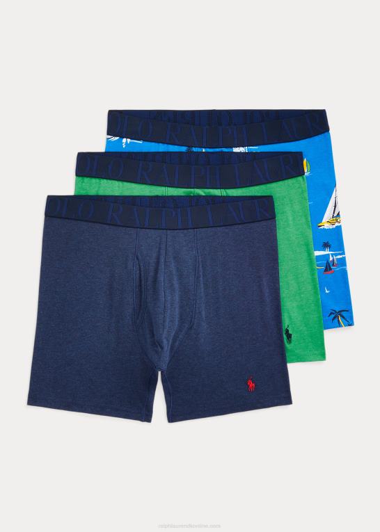navy/race the sea print Mænd Ralph Lauren stretch boxershorts 3-pak Z426B475