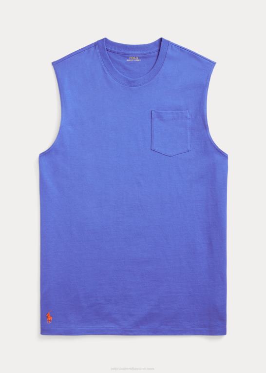pigesten blå Mænd Ralph Lauren jersey lomme tank Z426B1523