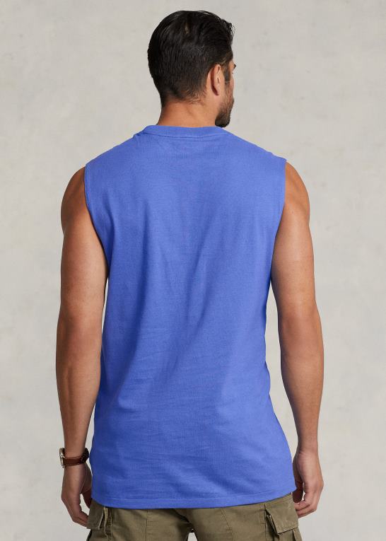 pigesten blå Mænd Ralph Lauren jersey lomme tank Z426B1523