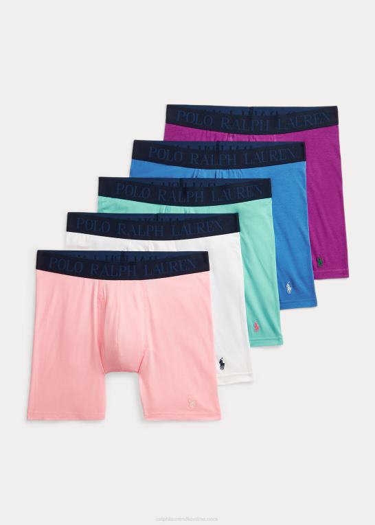 pink/hvid/blå/lilla Mænd Ralph Lauren 4d-flex køleboksershorts 5-pak Z426B362