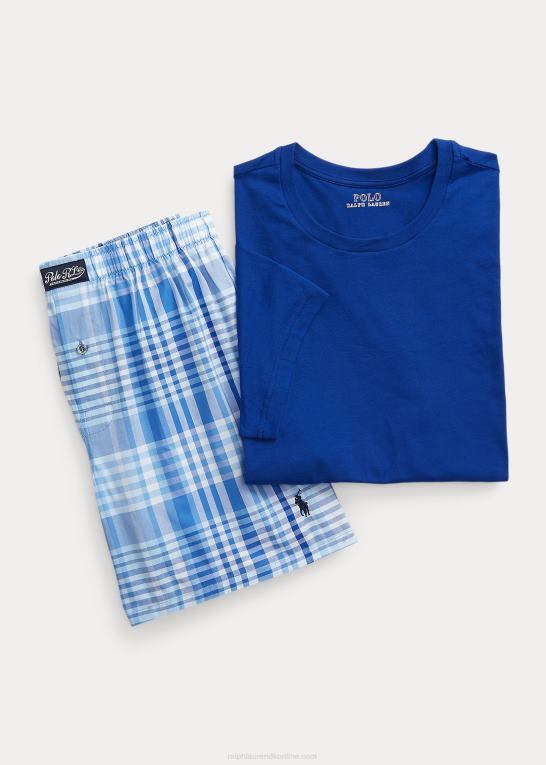 plaid navy/heritage royal Mænd Ralph Lauren bomuld med rund hals og plaid boxer sæt Z426B874