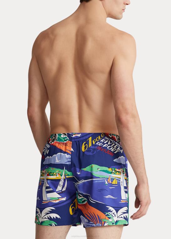riviera du port print Mænd Ralph Lauren bokser i bomuld med tryk Z426B410