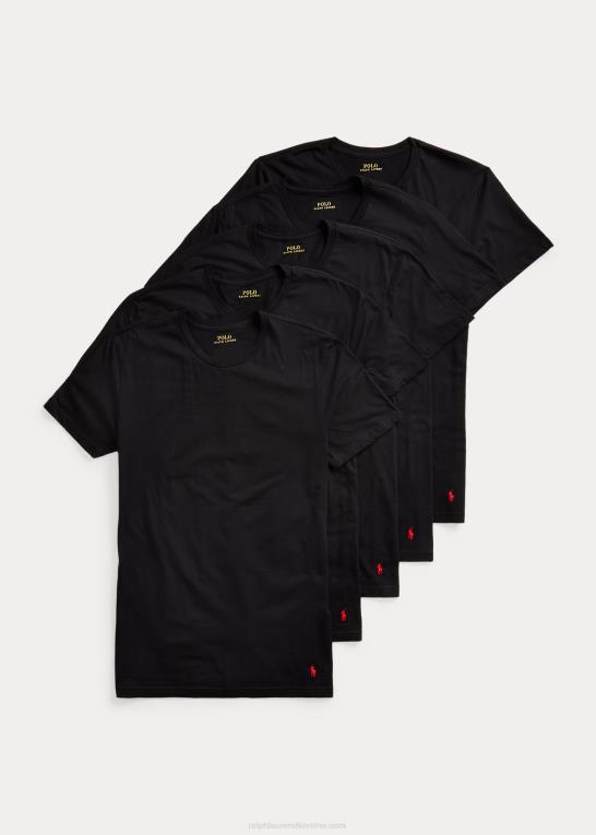 sort Mænd Ralph Lauren klassisk wicking crew undertrøje 5-pak Z426B8540