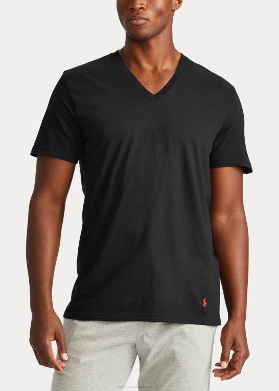 sort Mænd Ralph Lauren klassisk wicking v-hals undertrøje 3-pack Z426B8583