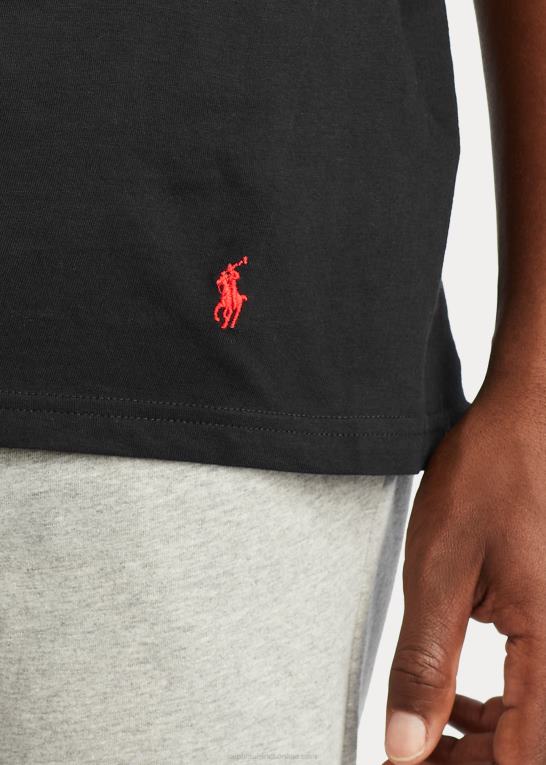 sort Mænd Ralph Lauren klassisk wicking v-hals undertrøje 3-pack Z426B8583