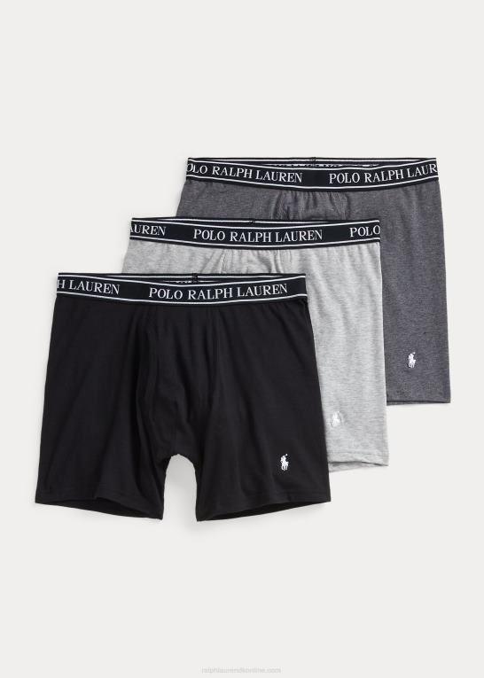 sort/grå Mænd Ralph Lauren stretch boxershorts 3-pak Z426B923