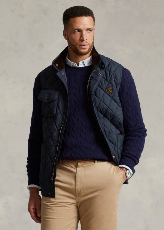 college flåde Mænd Ralph Lauren vandafvisende quiltet vest Z426B1926