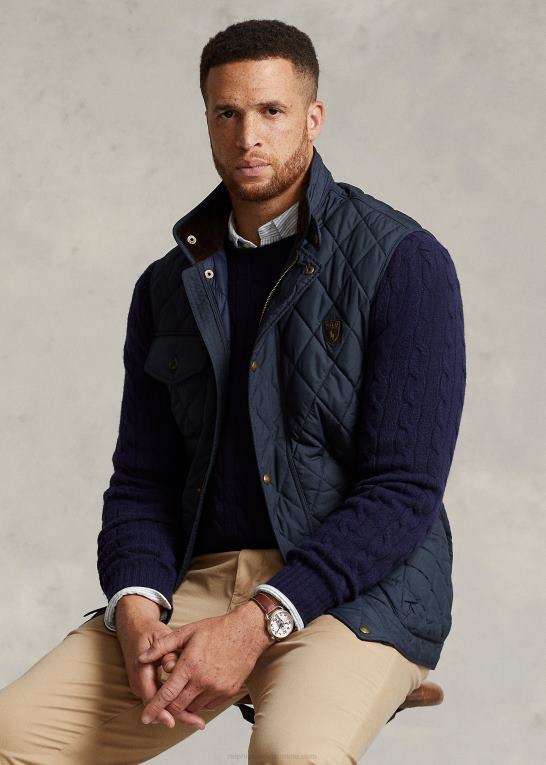 college flåde Mænd Ralph Lauren vandafvisende quiltet vest Z426B1926