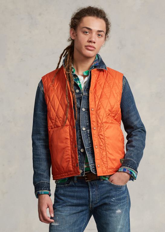 college orange Mænd Ralph Lauren vandafvisende quiltet vest Z426B1198