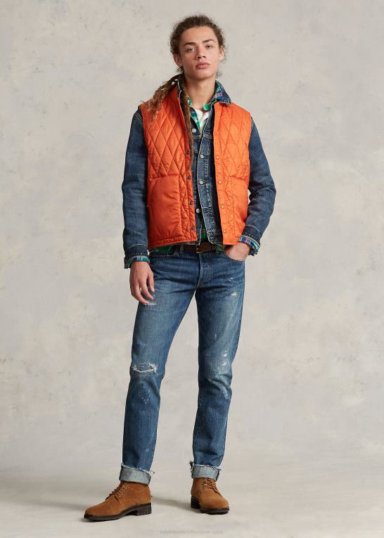college orange Mænd Ralph Lauren vandafvisende quiltet vest Z426B1198