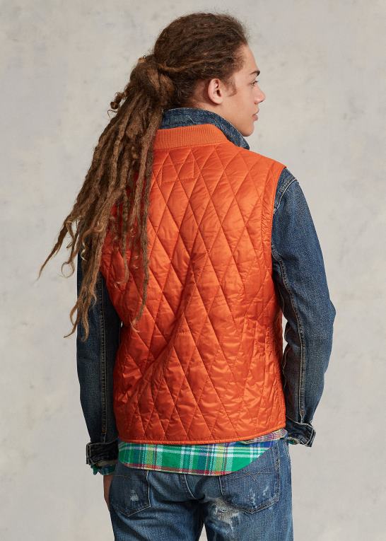 college orange Mænd Ralph Lauren vandafvisende quiltet vest Z426B1198