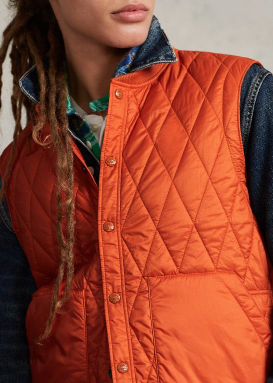 college orange Mænd Ralph Lauren vandafvisende quiltet vest Z426B1198