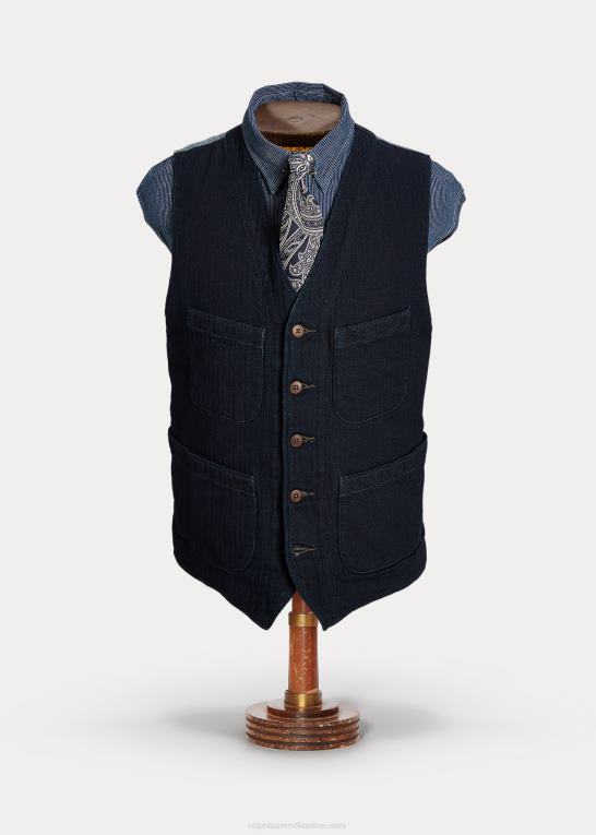 dyb flåde Mænd Ralph Lauren indigo sildebensvest Z426B1752