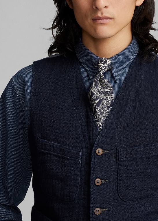 dyb flåde Mænd Ralph Lauren indigo sildebensvest Z426B1752
