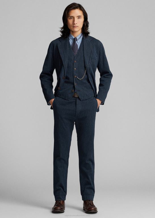 indigo nålestribe Mænd Ralph Lauren nålestribet sildebensvest Z426B1746