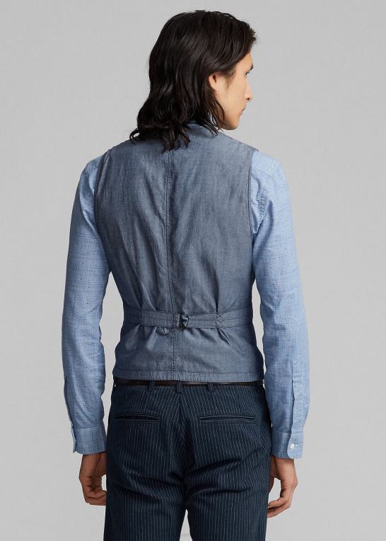 indigo nålestribe Mænd Ralph Lauren nålestribet sildebensvest Z426B1746