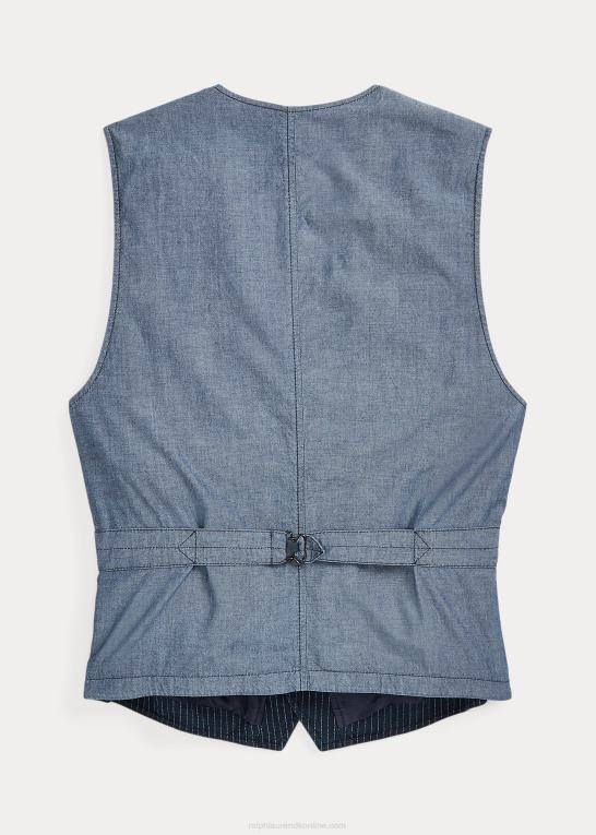 indigo nålestribe Mænd Ralph Lauren nålestribet sildebensvest Z426B1746