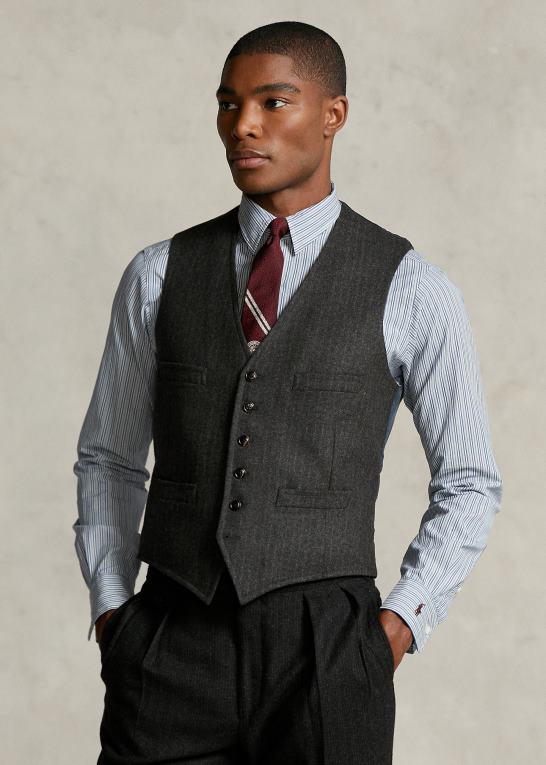 mørkegrå Mænd Ralph Lauren morehouse-kollektionen stribet vest Z426B1296