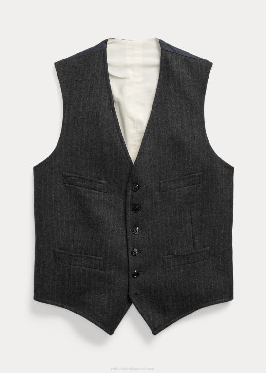 mørkegrå Mænd Ralph Lauren morehouse-kollektionen stribet vest Z426B1296