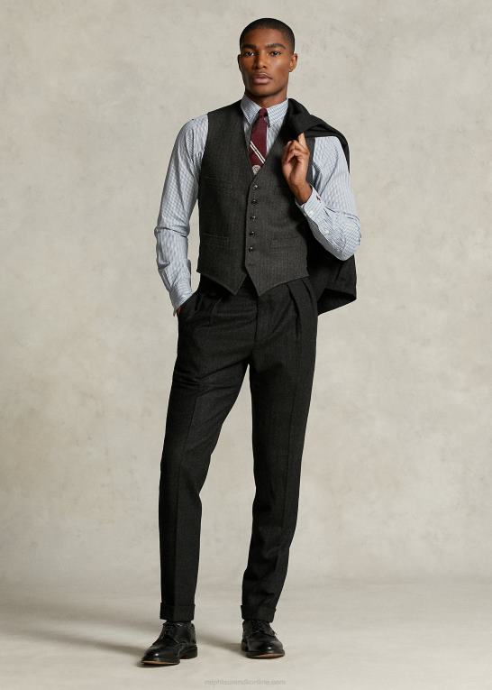 mørkegrå Mænd Ralph Lauren morehouse-kollektionen stribet vest Z426B1296