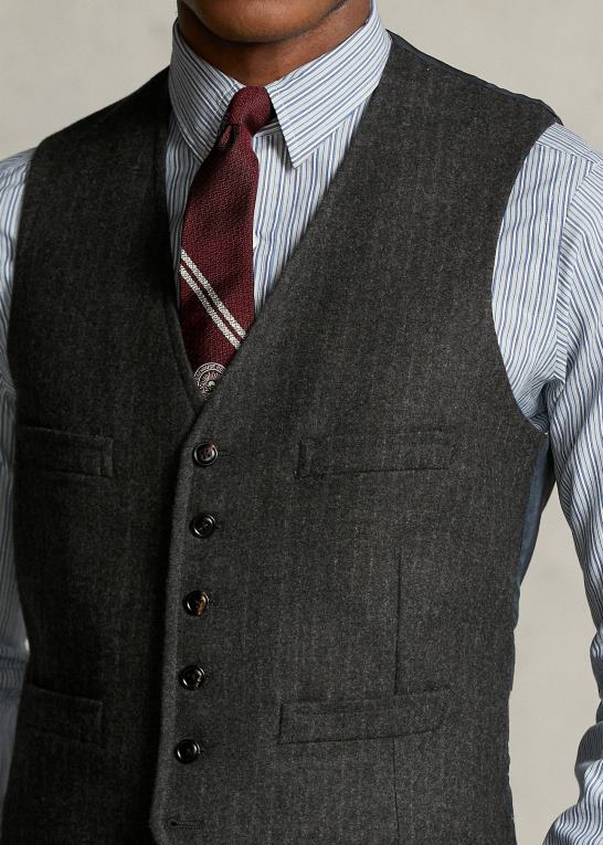 mørkegrå Mænd Ralph Lauren morehouse-kollektionen stribet vest Z426B1296