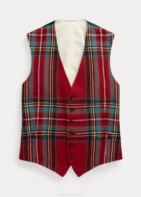 rød/grøn multi Mænd Ralph Lauren plaid linned vest Z426B1241