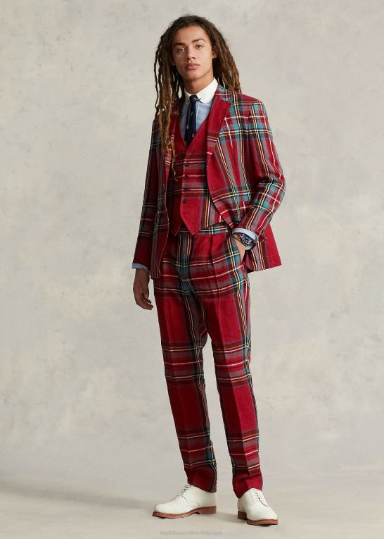 rød/grøn multi Mænd Ralph Lauren plaid linned vest Z426B1241