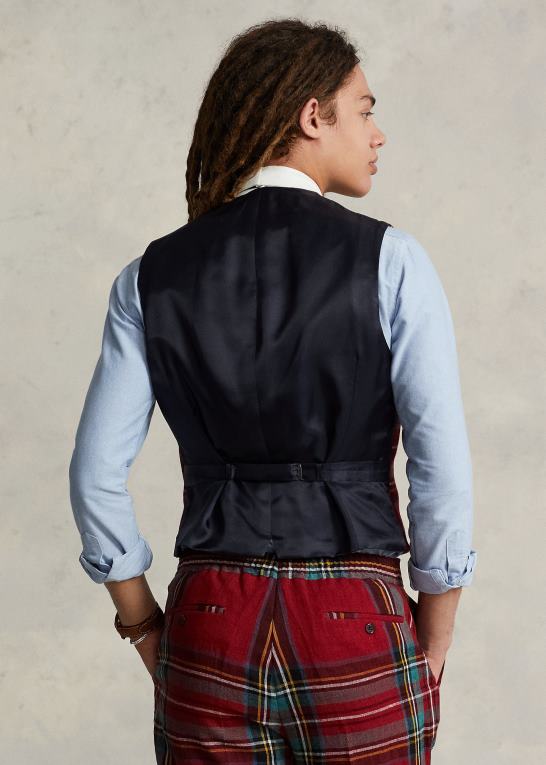 rød/grøn multi Mænd Ralph Lauren plaid linned vest Z426B1241