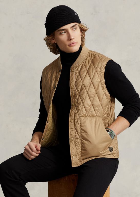 ørken kaki Mænd Ralph Lauren vandafvisende quiltet vest Z426B1199