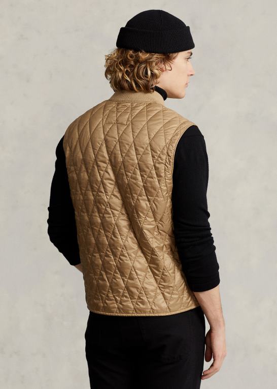ørken kaki Mænd Ralph Lauren vandafvisende quiltet vest Z426B1199