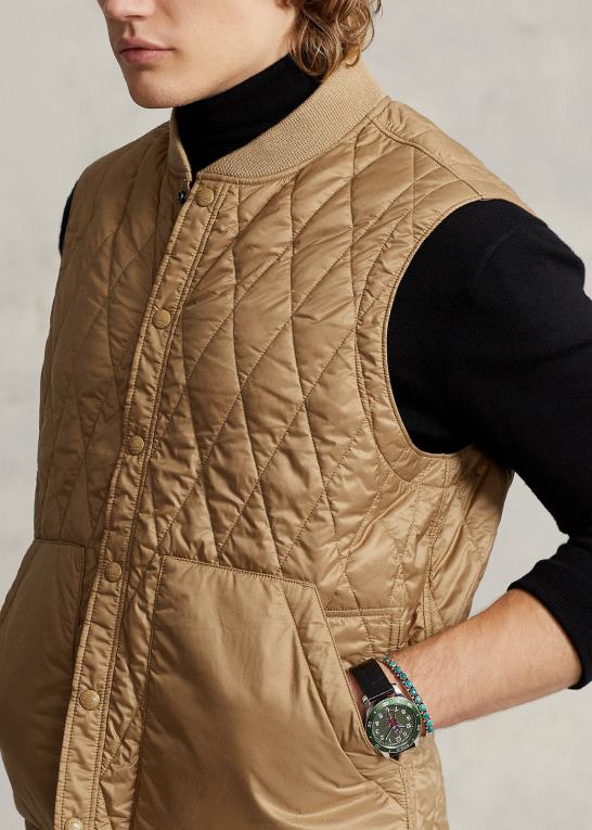 ørken kaki Mænd Ralph Lauren vandafvisende quiltet vest Z426B1199