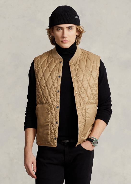 ørken kaki Mænd Ralph Lauren vandafvisende quiltet vest Z426B1199