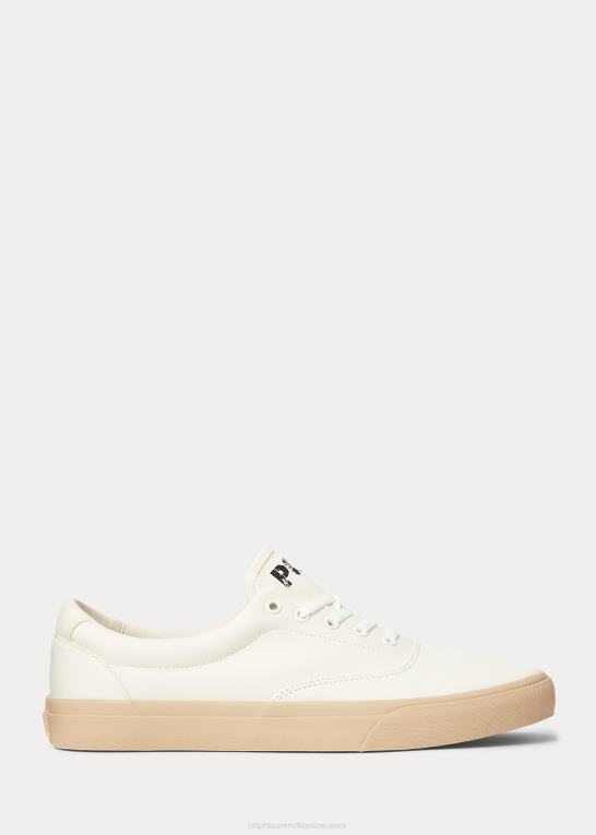 off white/sandklit unisex Ralph Lauren keaton twill unisex sneaker Z426B2034