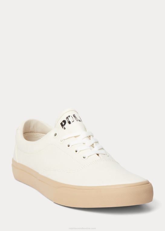 off white/sandklit unisex Ralph Lauren keaton twill unisex sneaker Z426B2034