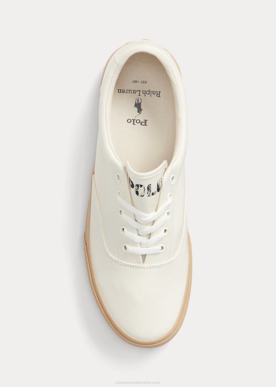 off white/sandklit unisex Ralph Lauren keaton twill unisex sneaker Z426B2034